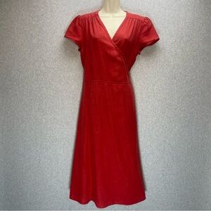 Sundance Brick Red Linen V Neck Wrap Dress